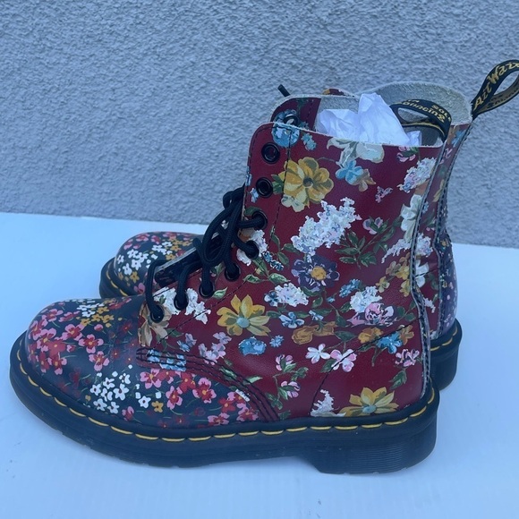 Dr. Martens 1460 Pascal Floral Clash Backhand Lace Up Combat Boots - Picture 3 of 11